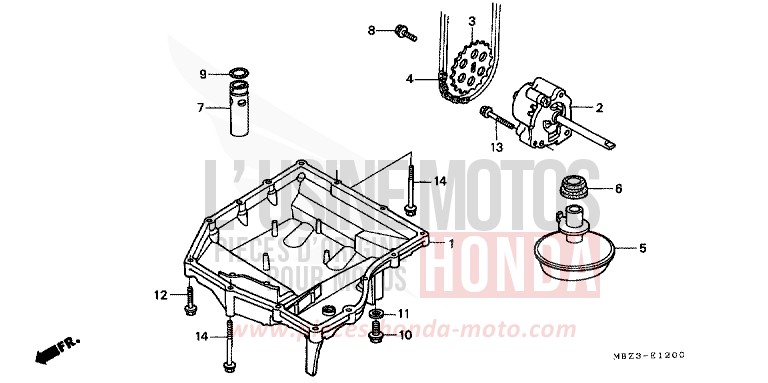 OIL PAN/OIL PUMP for Hornet S CANDY TAHITIAN BLUE (PB215) from 2000